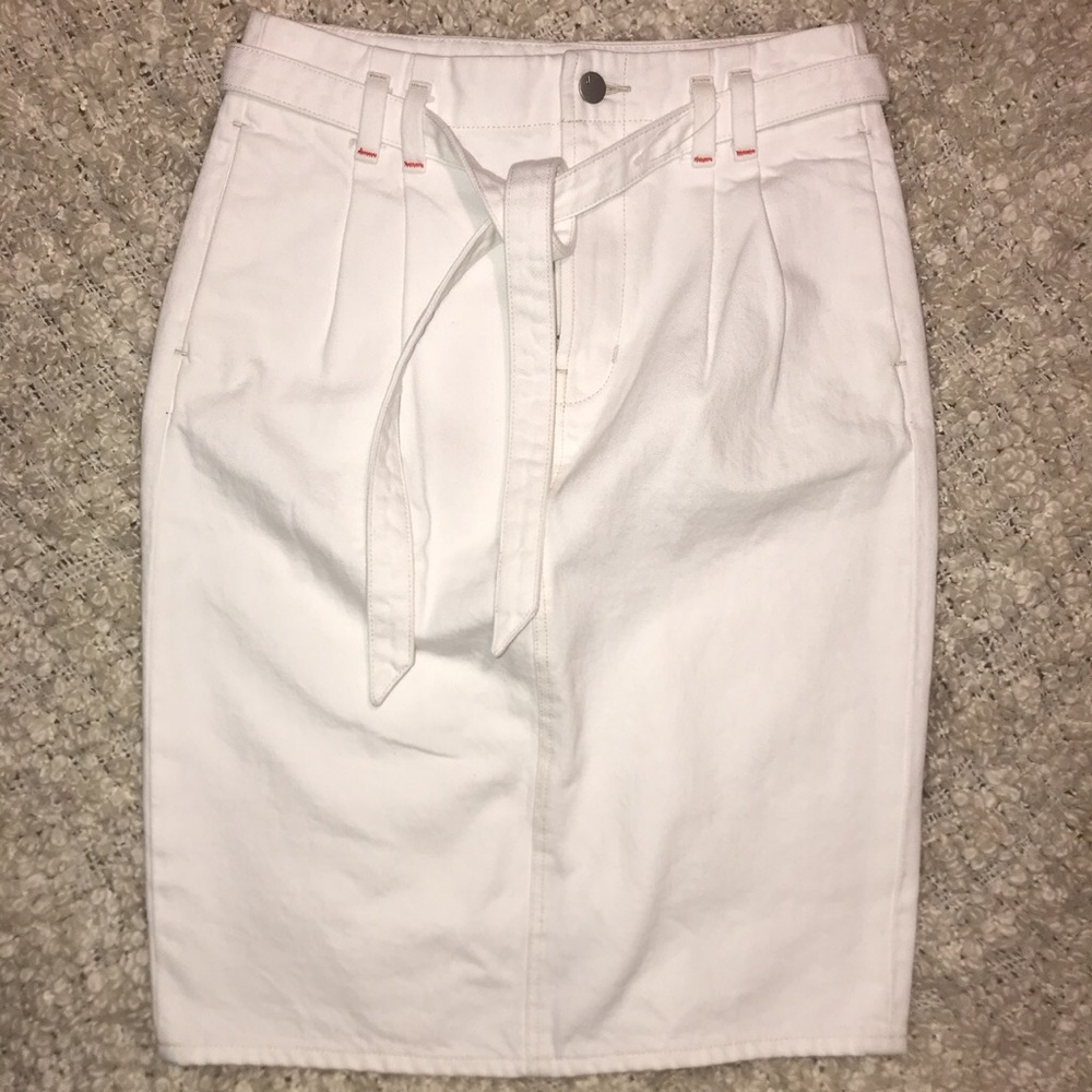 White Denim High Waist Pencil Skirt